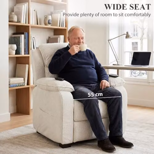 HOMCOM White Velvet Power Recliner Armchair with Massage and Heat Function – 5