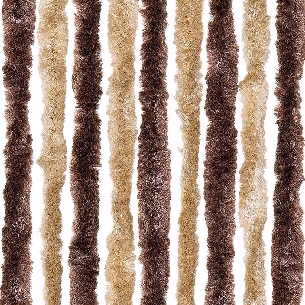 Berkfield Home Chenille Insect Curtain in Beige and Light Brown, W: 90 cm, H: 200 cm – 2