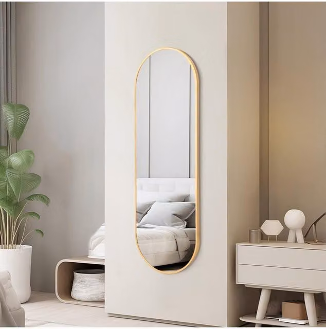 H&O Direct Gold Oval Wall Mirror, W: 40 cm, H: 120 cm – 1