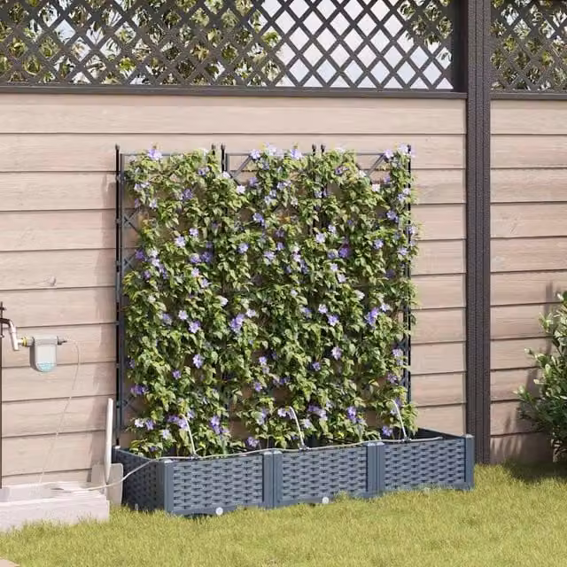Berkfield 3-Piece Garden Planter Set with Water Irrigation System in Grey – 1