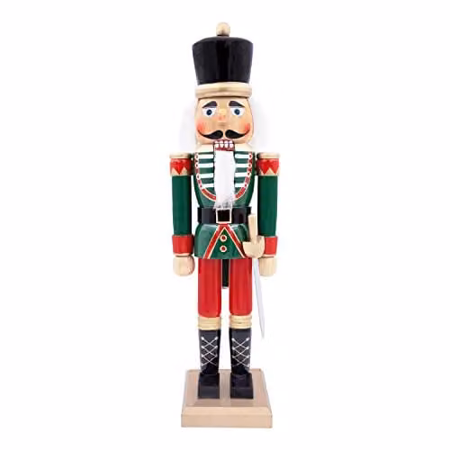 The Christmas Workshop 81560 Classic Wooden Nutcracker Soldier Christmas Decoration, Red, White and Green, Height: 50 cm