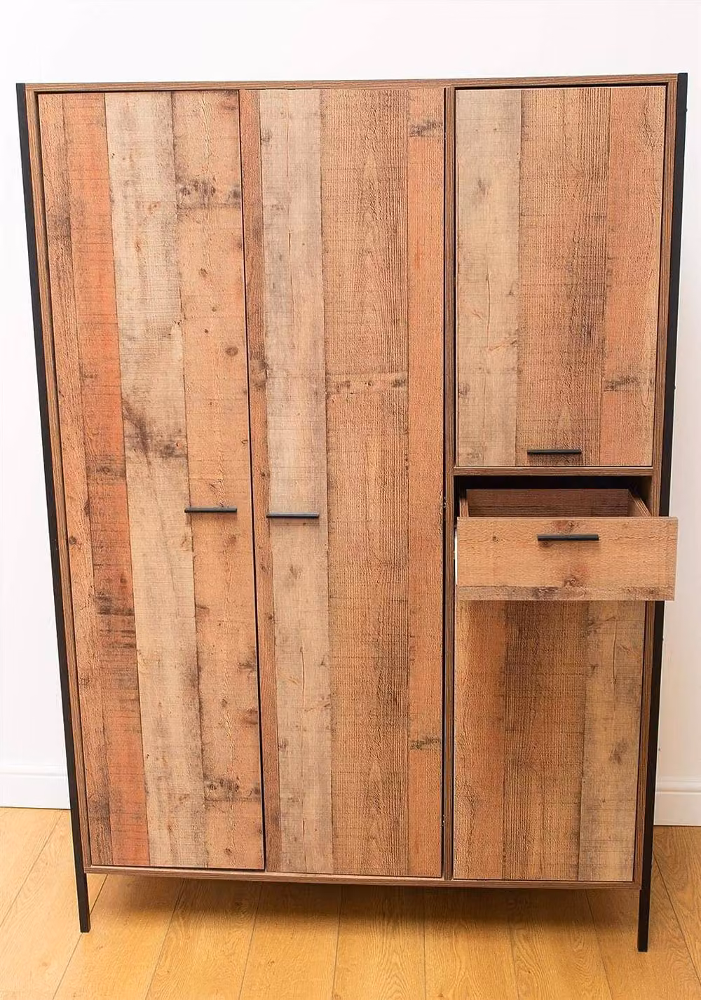 Timber Art Design Stretton Industrial 4 Door Wardrobe with 1 Drawer in Brown and Black, W/D/H: 123.8 x 52 x 180 cm – 3