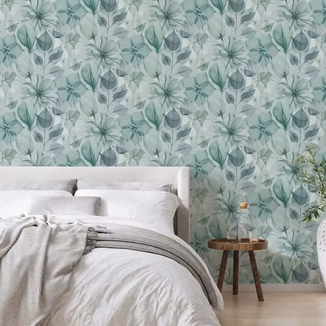 Superfresco Easy Arlington Floral Botanical Wallpaper in Aqua Blue and Turquoise