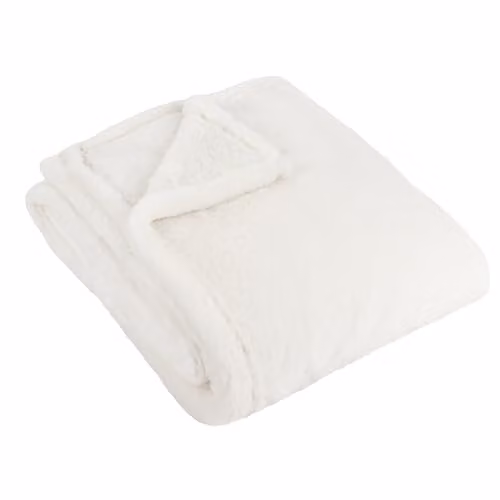 Riva Home Kallu Reversible Double-Sided Faux Fur Throw in Beige and White, W/D/H: 130 x 180 cm