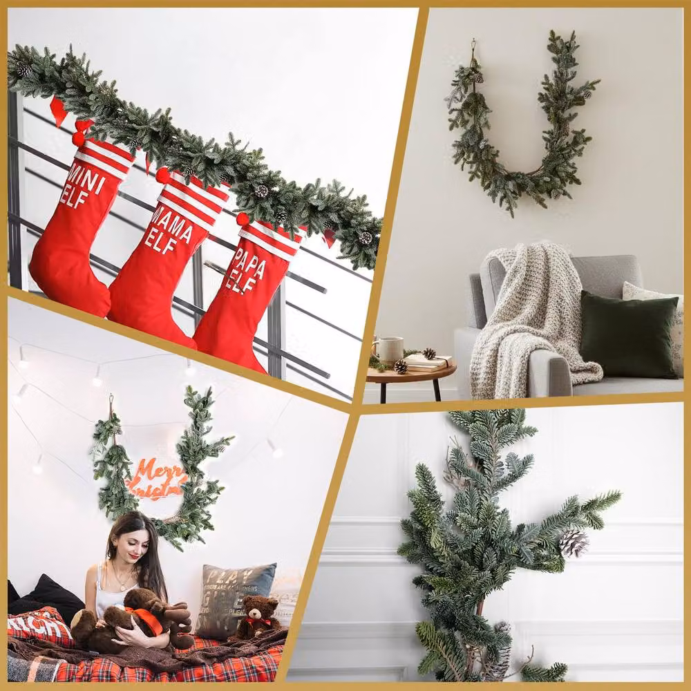 Shatchi Green Cypress Pine Garland with Realistic Pine Cones, 180 cm – 8