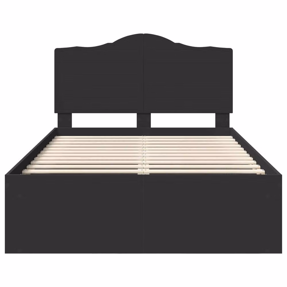 Berkfield Home Modern Black Bed Frame with Headboard in Pine Wood, W/D/H: 120 x 200 cm – 3