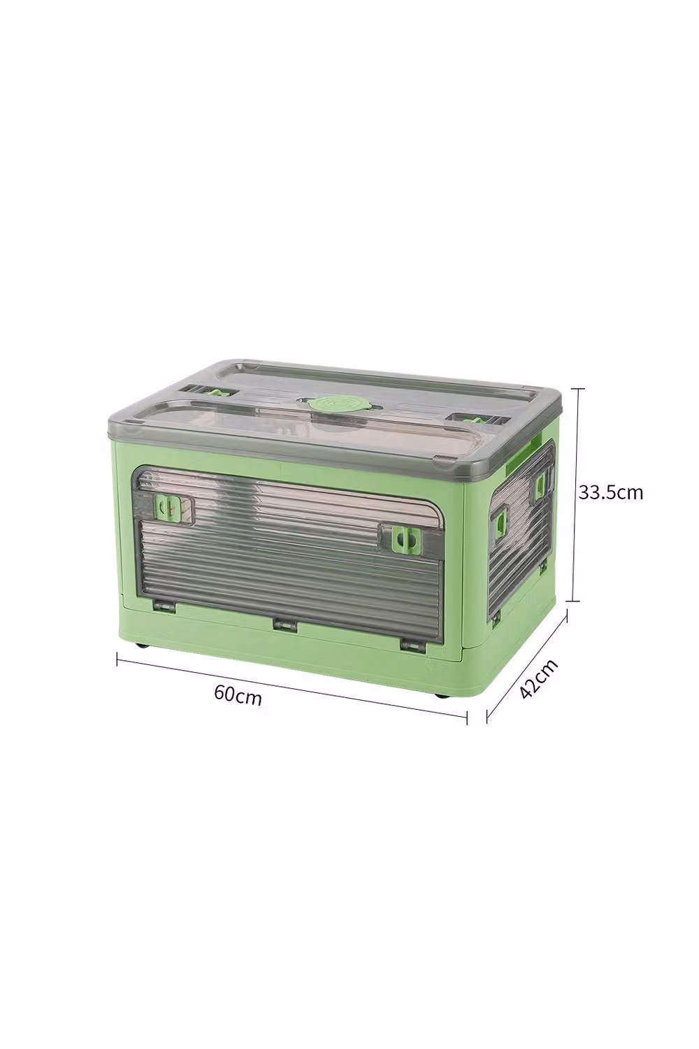 Garden Sanctuary Transparent Folding Plastic Storage Box with Lid and Wheels, Green, W/D/H: 68.0 x 33.5 x 60.0 cm – 2