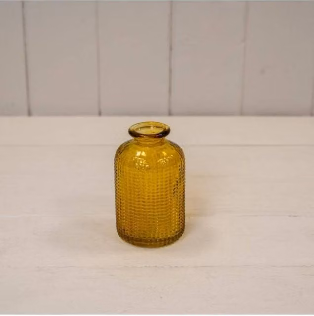 KDMD Yellow Dimpled Glass Tabletop Bottle
