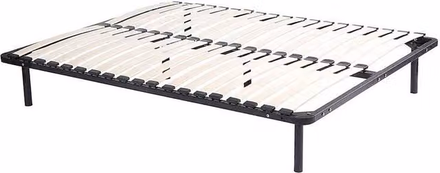 Vente-unique Black Slatted Bed Base with Legs and Wood Slats, W/D/H: 180 x 200 x 30 cm – 1