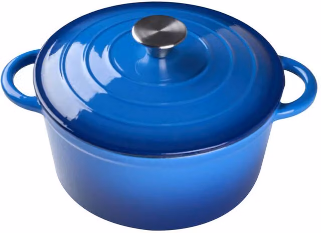 Garden Sanctuary 2.7 l Enameled Cast Iron Dutch Oven Casserole Pot with Lid in Blue