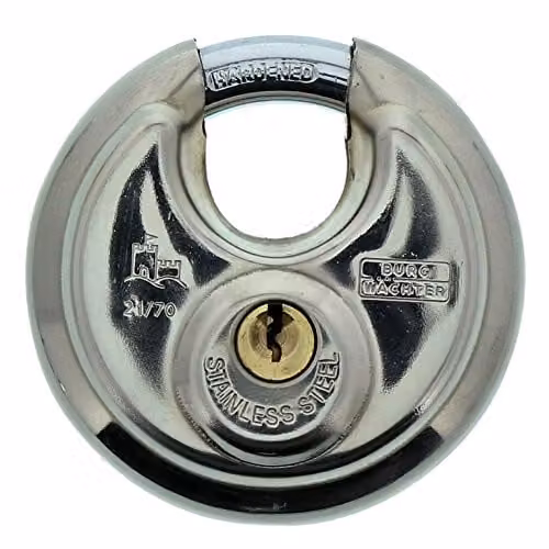 Burg-Wächter Stainless Steel Disc Padlock in Silver, 70mm