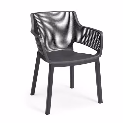 Keter Elisa Set of 6 Grey Outdoor Dining Chairs in Weatherproof Plastic