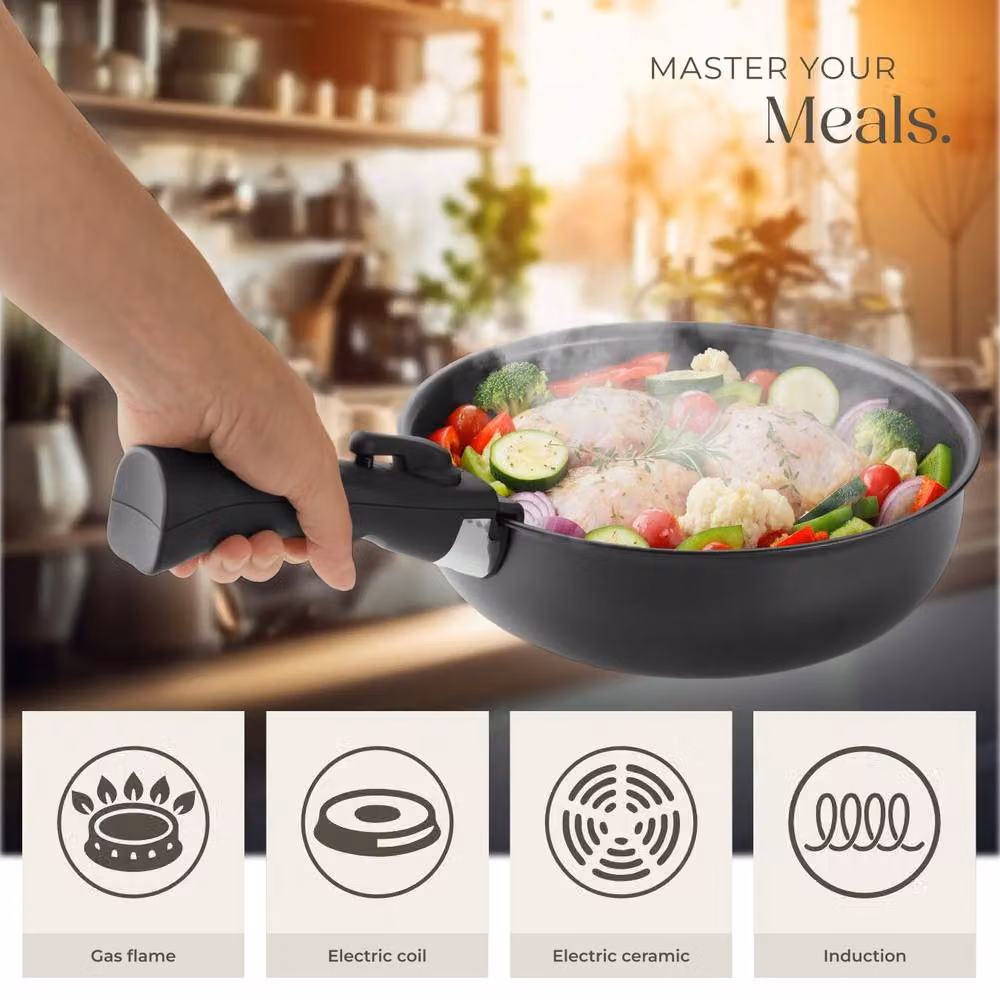 tectake Parma Pot and Pan Set in Black with Ceramic Coating – 4