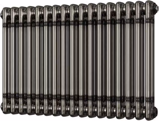 UK Radiators Alpha Raw Metal 2 Column Horizontal Traditional Cast-Iron Style Radiator in Silver, W: 768 mm, H: 500 mm – 1