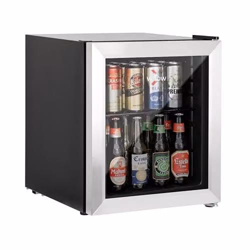 Willow WBC48SS 48L Table Top Beverage Cooler in Silver Stainless Steel with Triple Glazed Glass Door and Adjustable Thermostat, W/D/H: 43.0 x 47.5 x 51.0 cm