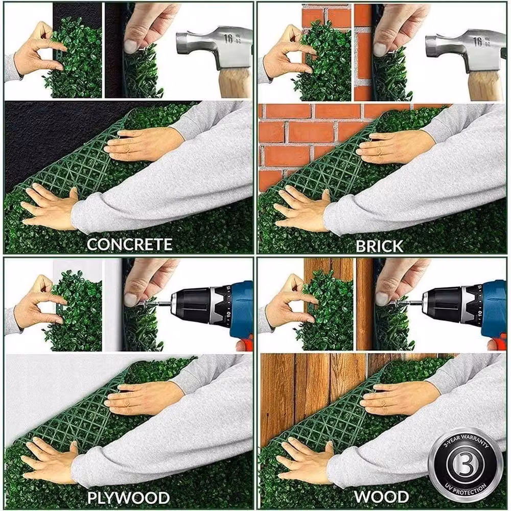 FLAVORA 5 Piece Artificial Hedge Plant Wall Garden Fence Screening in Green – 4