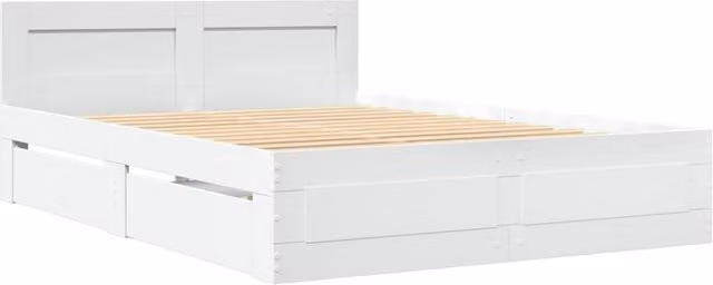 Berkfield Home Durable Small Double Bed Frame with Headboard and Drawers, White, W/D/H: 120 x 190 cm