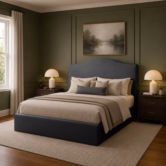 Desire Deco Brooklyn Upholstered Fabric Bed Frame, Blue, W: 180 cm, D: 200 cm