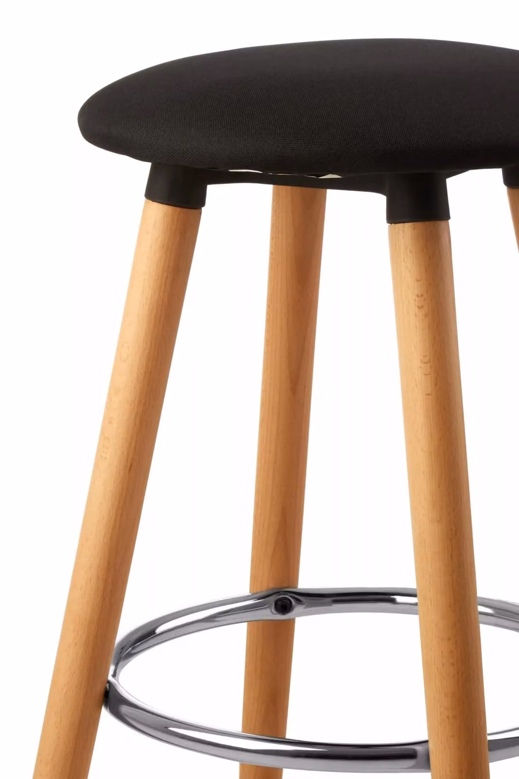 Orsina Modern Round Bar Stool in Black and Brown with Beech Wood and Metal Construction – 3