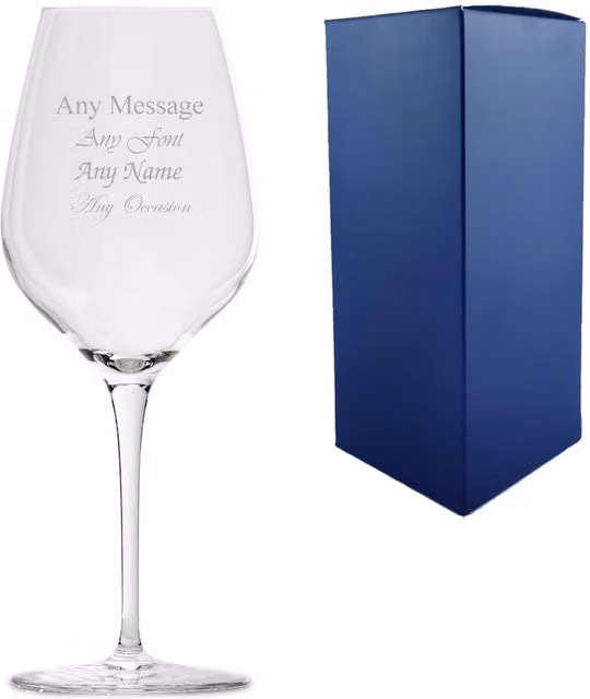 Inalto Tre Sensi Personalised Engraved Wine Glass, Silver Finish, 430 ml, Clear – 1