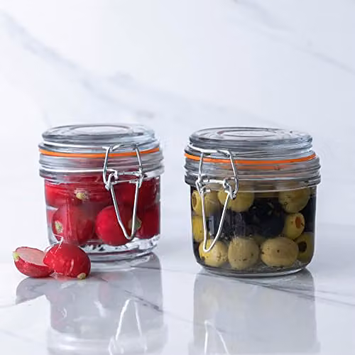 Argon Tableware Set of 6 Leakproof Glass Storage Jars with Clip Lids and Silicone Seals, 200ml, Transparent – 4