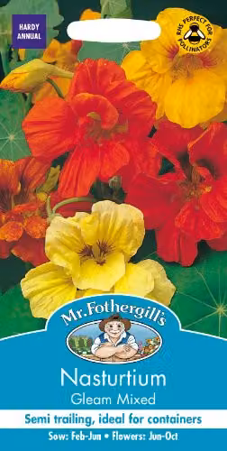 Mr Fothergill's Gleam Mixed Trailing Nasturtium Multicolour Flower Seeds – 1