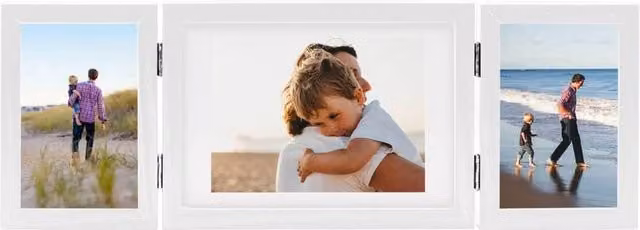 Berkfield Home Trifold Photo Frame Collage in White, W: 22 cm, H: 15 cm