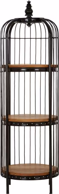 Orsina Black Birdcage Shelf Unit with Open Back Design, W/D/H: 56 x 56 x 150 cm