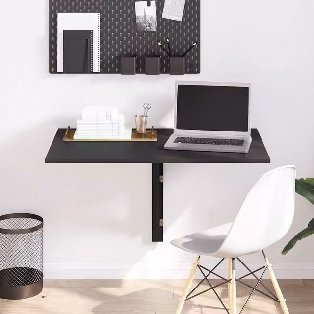 Berkfield Home Black Folding Wall Mounted Writing Desk, W: 100 cm, D: 60 cm, H: 56 cm – 1