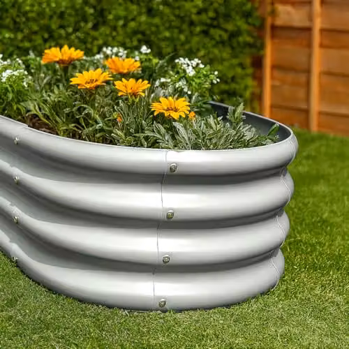 Harbour Housewares Raised Garden Bed in Silver, Galvanised Steel Bottomless Planter, W: 180 cm, D: 90 cm, H: 30 cm – 3