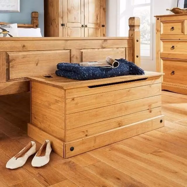 Havendro Mexican Style Ottoman Single Bedding Box and Toy Chest in Tan