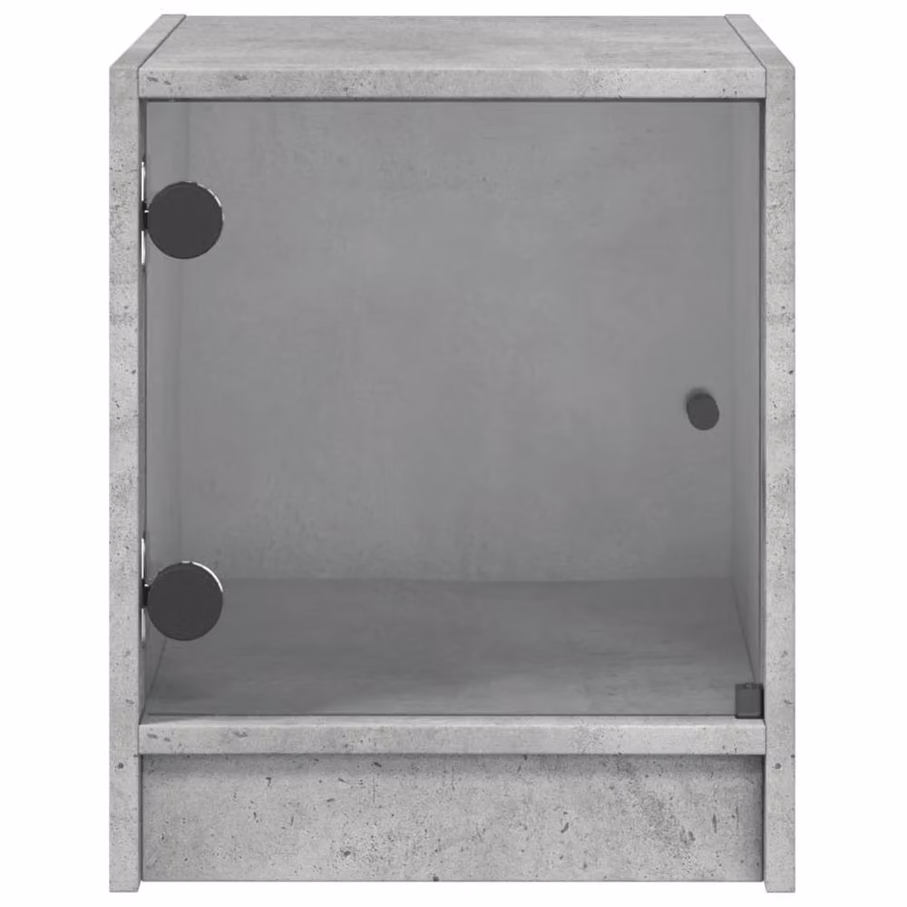 Berkfield Home Elegant Bedside Cabinets with Glass Doors, 2 Pieces, Concrete Grey, W/D/H: 35 x 37 x 42 cm – 3