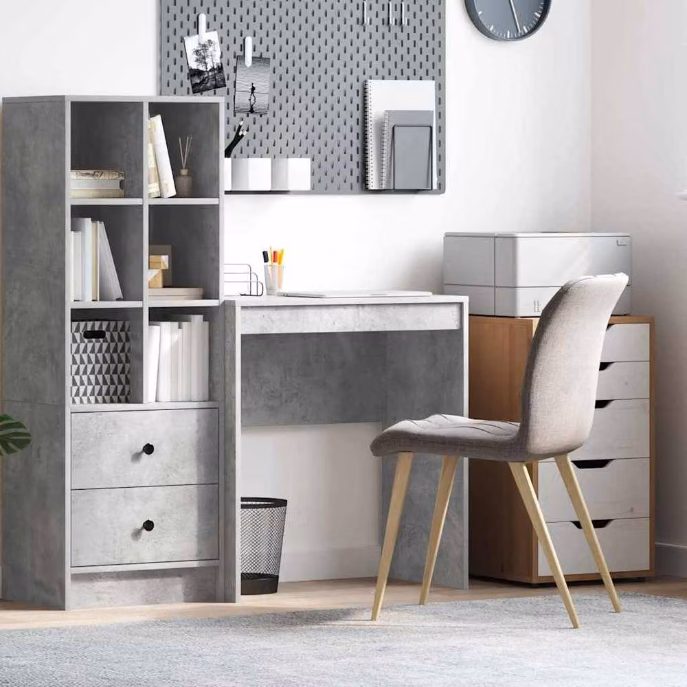 Berkfield Home Modern Computer Desk in Concrete Grey – 2
