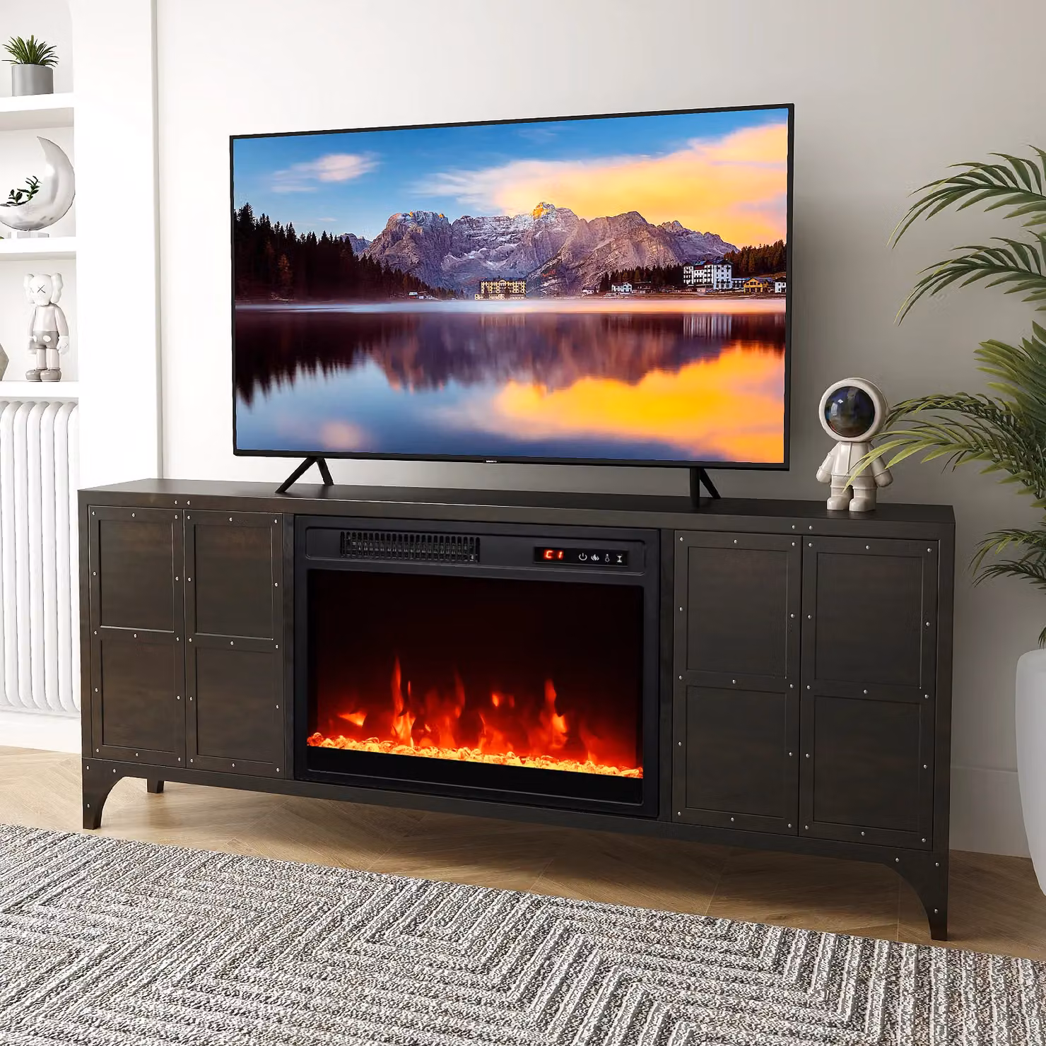 Costway 18 inch Electric Fireplace Insert Heater in Black – 3