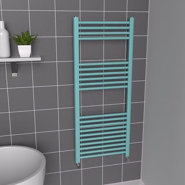 Lux Heat Coloured Steel Towel Radiator in Aqua Green, W: 50 cm, H: 120 cm