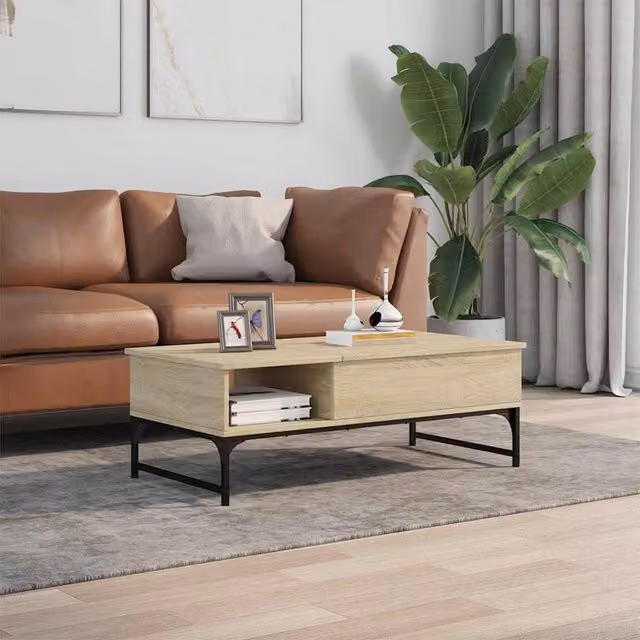 Berkfield Home Sonoma Oak Decorative Coffee Table in Light Tan, W/D/H: 100 x 50 x 35 cm