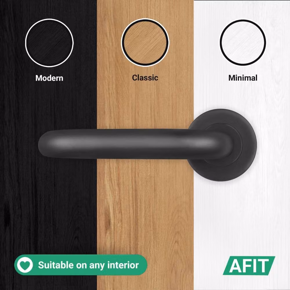 AFIT Matt Black Stainless Steel Return to Door Fire Rated Lever on Rose, 1 Pair, W/D/H: 150 x 150 mm – 6