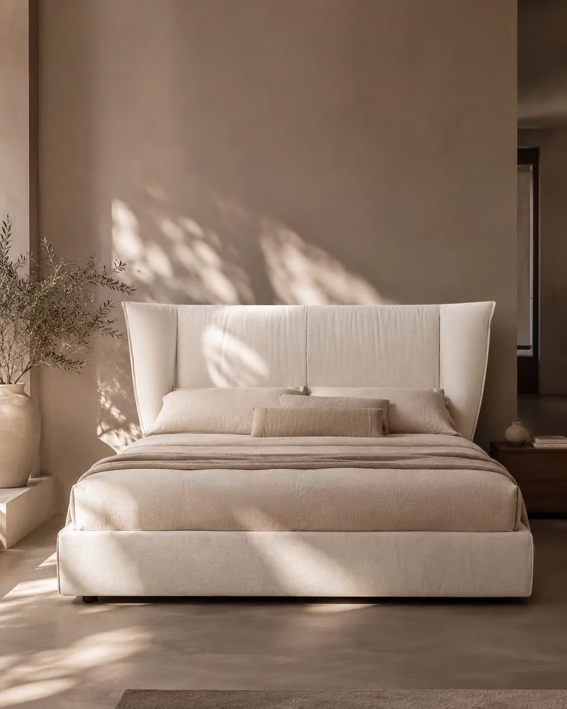 Tommy Franks Modern Upholstered King Size Bed in Beige, W/D/H: 150 x 200 cm