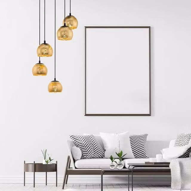 Eglo Albaraccin Modern 5 Light Clustered Pendant Lamp in Gold and Black