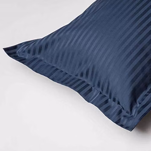 Belledorm 540 Thread Count Egyptian Cotton Mako Satin Stripe Oxford Pillowcase Pair in Blue