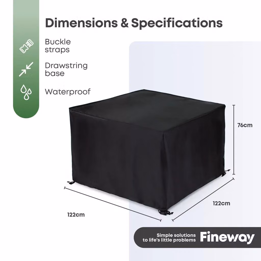 FINEWAY Extra Heavy Duty Waterproof Rattan Cube Set Cover with PVC Lining in Black – 6