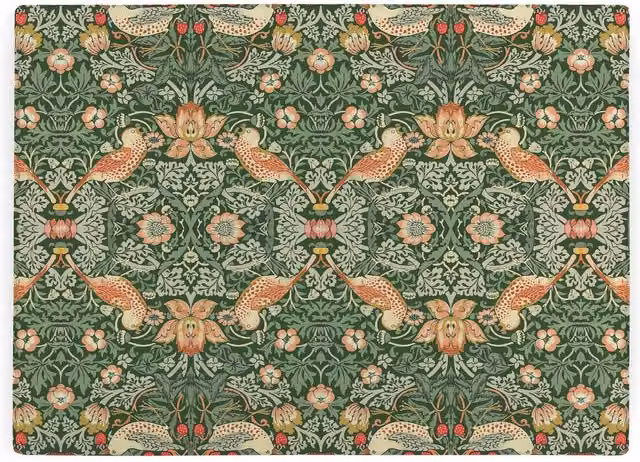 Purely Home Green Strawberry Thief Glass Worktop Protector with William Morris Artwork
