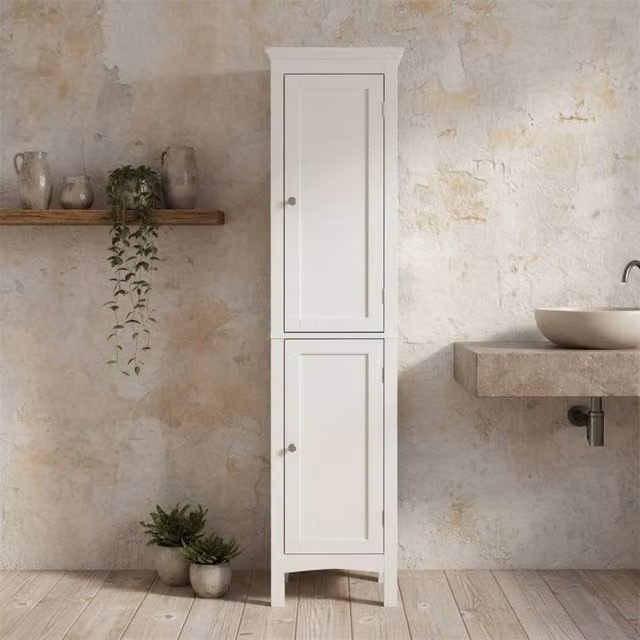 Wyld Haus Barila Slim Tall Bathroom Storage Cabinet, White, Height: 160 cm