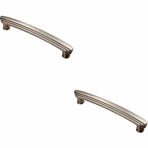 Loops 2 Pack Ridge Design Curved Cabinet Pull Handles in Brushed Silver, 160mm Fixing Centres
