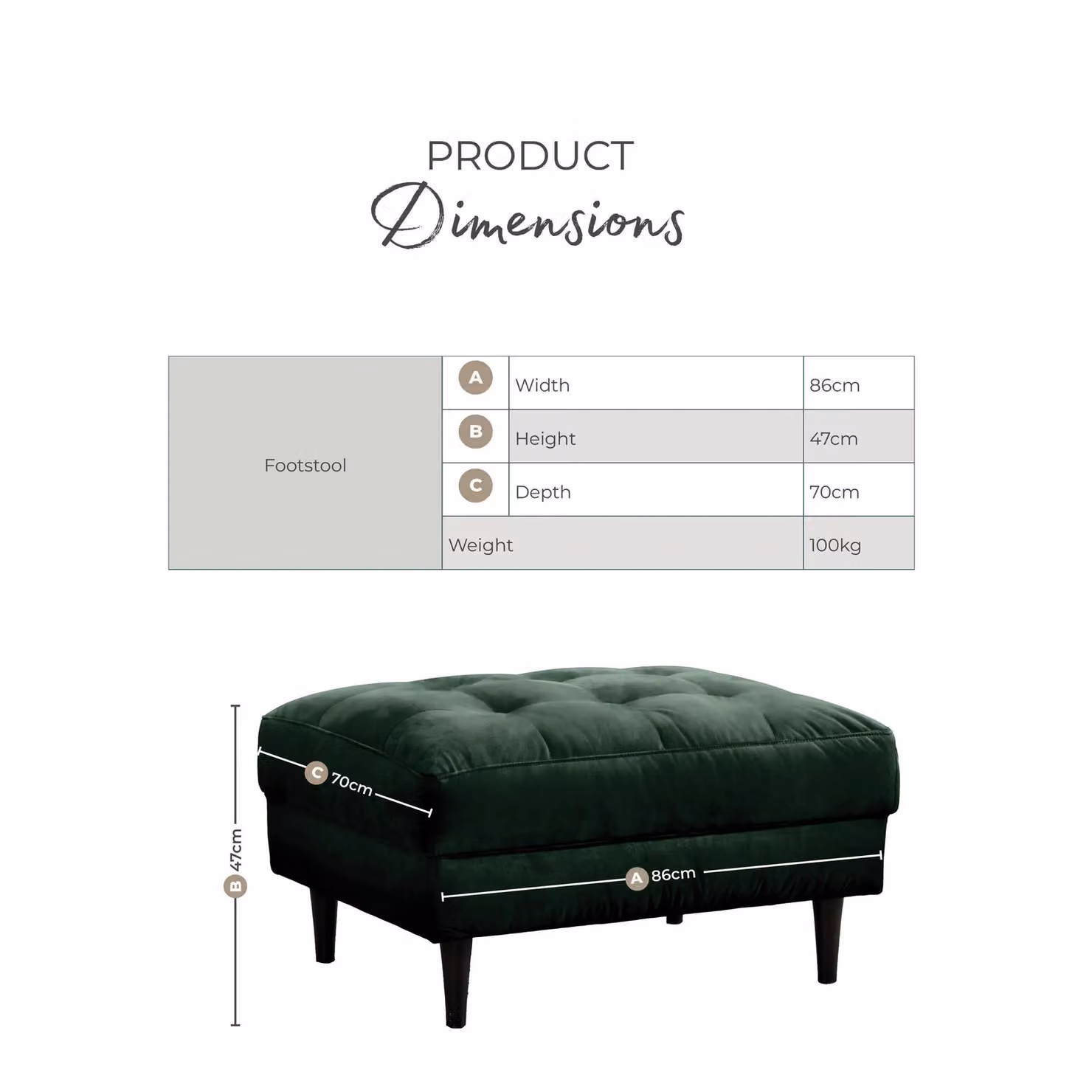 FurnitureboxUK Jade Velvet Chesterfield Footstool in Navy Blue – 3