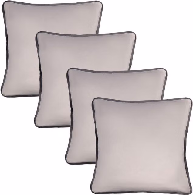OHS Pack of 4 Matte Velvet Piped Edge Cushion Covers in Grey