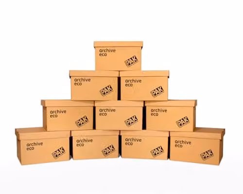 StorePAK Eco Archive Storage Boxes with Lids, Pack of 10, 33L FSC Certified Recyclable Cardboard, H 26 x W 43 x D 34 cm