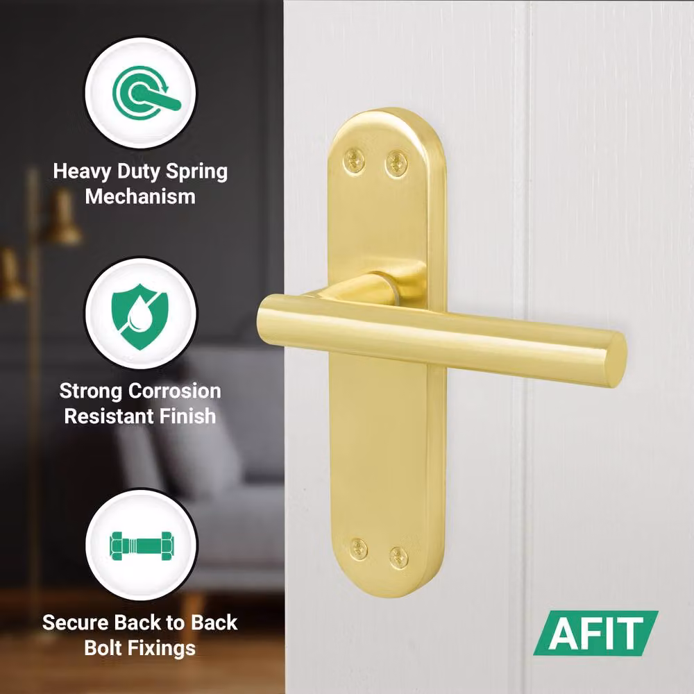 AFIT T-Bar Satin Brass Internal Latch Backplate Handles, Gold, Pack of 2 – 2