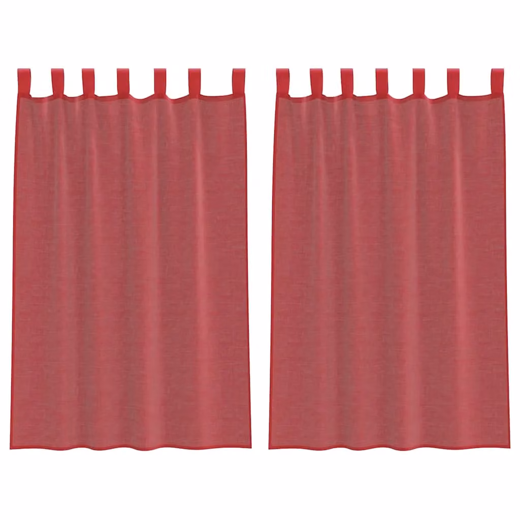 Berkfield Home Red Transparent Voile Curtains with Rod Pockets, 2 Pack, H 175 cm x W 140 cm – 2