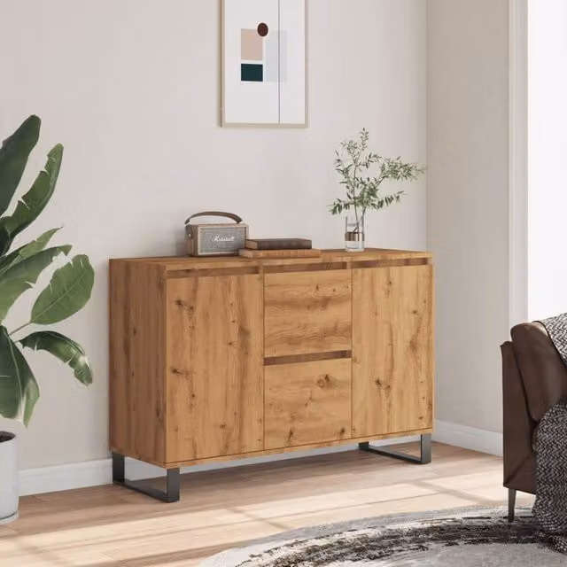 Berkfield Home Artisan Oak Sideboard in Brown, W/D/H: 104 x 35 x 70 cm – 1